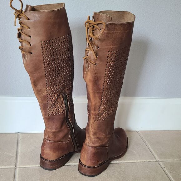 Bed Stu Tall Riding Boots Womens sz 7 Brown Cambridge Distressed Leather Rustic - Picture 6 of 10